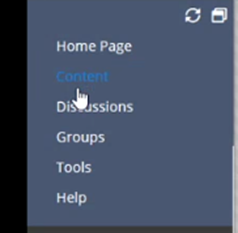 Screenshot demonstrating cursor clicking on content option in menu