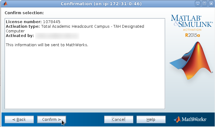 Send activation information to MathWorks