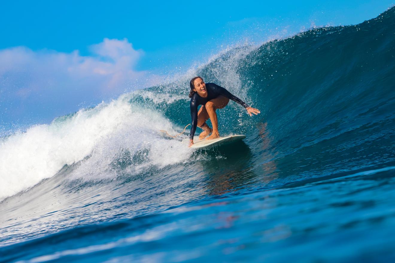 woman surfing