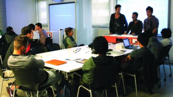 collaborative pod classroom in Building 6