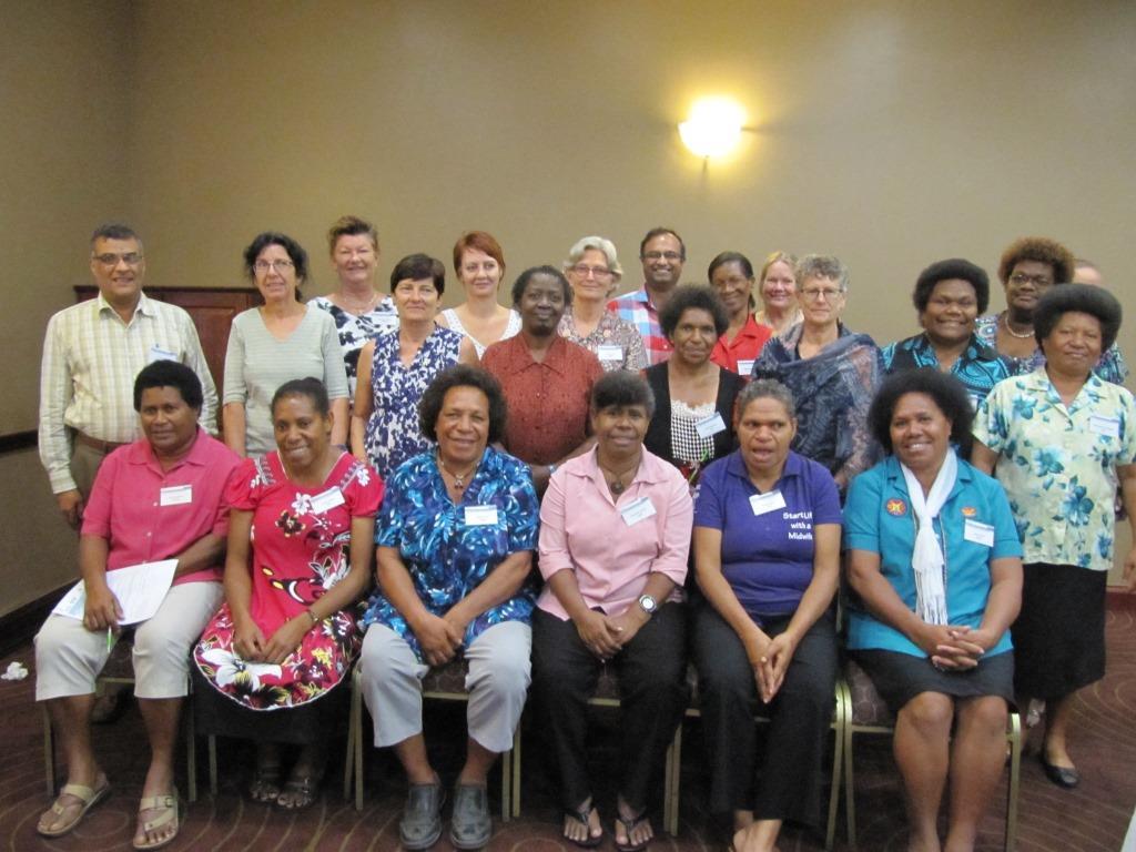 Ms Mary Kililo, National Department of Health, with the course coordinators and educators, Clinical Midwifery facilitators, and MCHI obstetricians (Ann Yates missing from photo) 