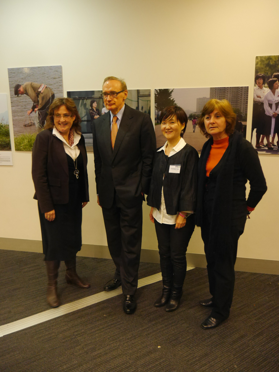 North Korea Exhibition Opening Bob Carr with Kyungja Jung and Bronwen Dalton, Nina Burridge