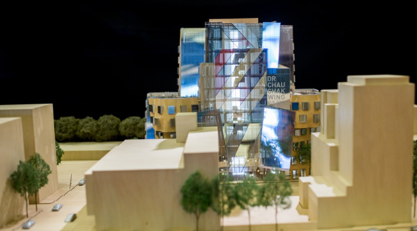 Maquette of the Dr Chau Chak Wing Building (scale 1:100), western facade. Credit: Anna Zhu