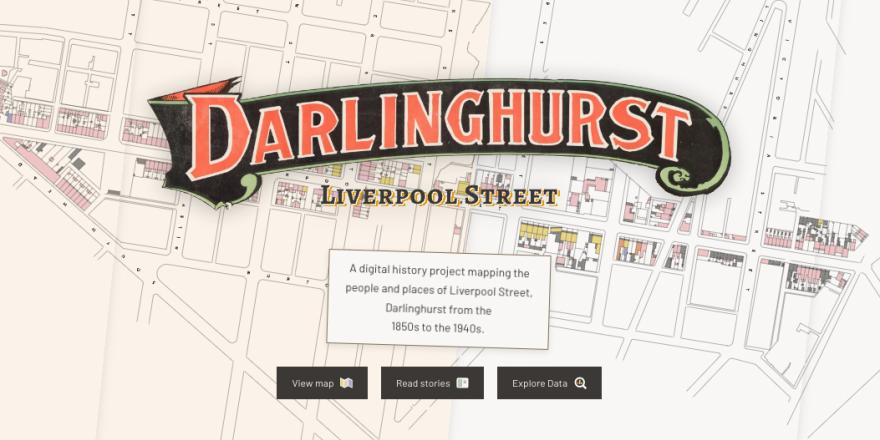 Map of Darlinghurst in the background and the copy Darlinghurst Liverpool Street over the top