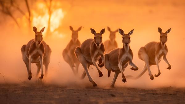 Kangaroos in bushfire