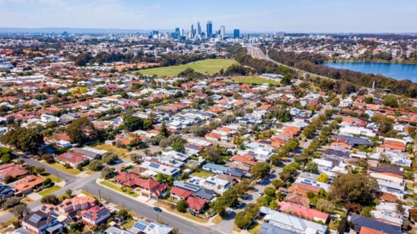 Suburban rooftops in Perth