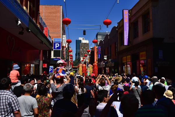 People celebrating Chinese New Year at Chinatown in Melbourne