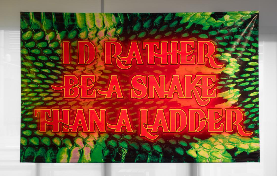 A banner reads 'I'D RATHER BE A SNAKE THAN A LADDER'