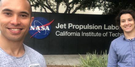 Tui Nolan pictured with Giovanni D'Uso at NASA's jet propulsion lab