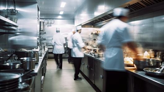 Commercial kitchen with chefs working. Adobe Stock 
