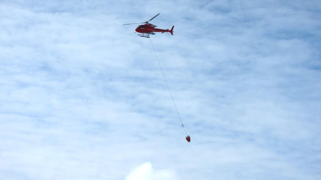 Seawater being helicoptored in for carbon dioxide manipulative experiments, Davis Station Antarctica