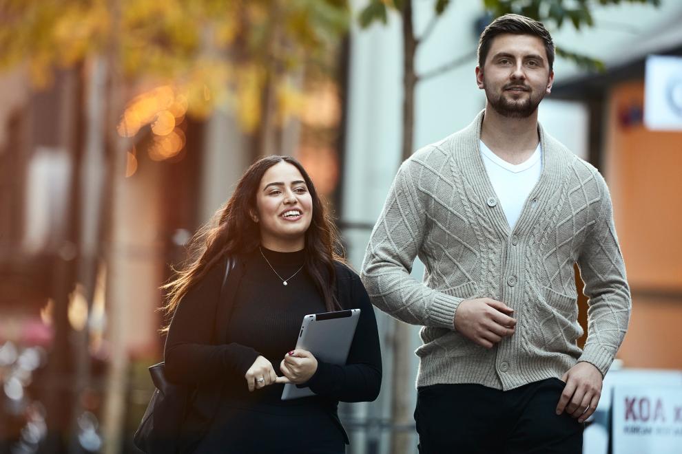 Two students on campus