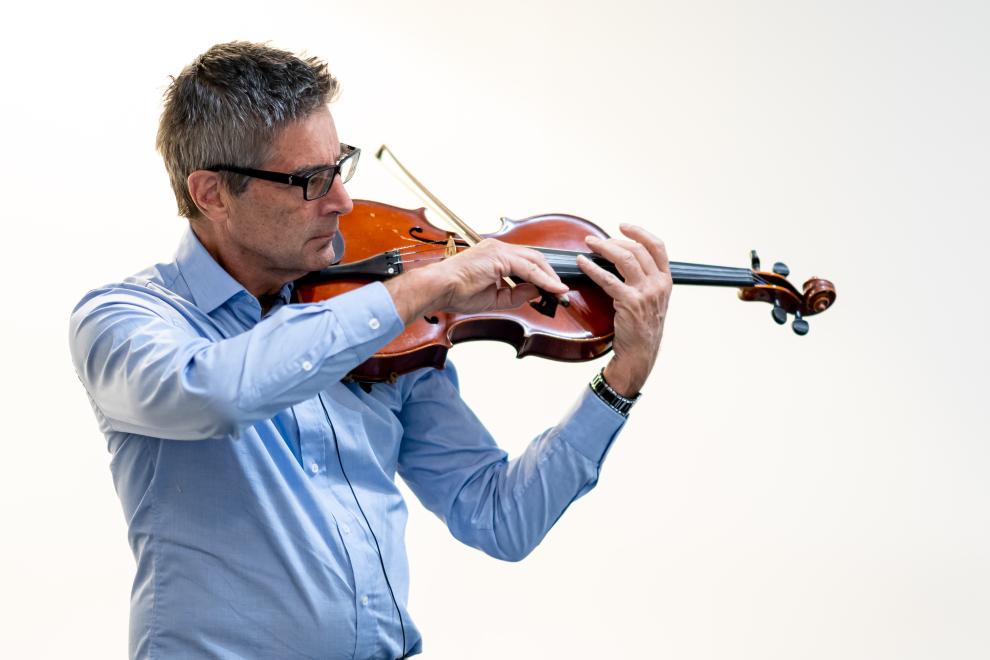 Prof Tony Dooley playing violin