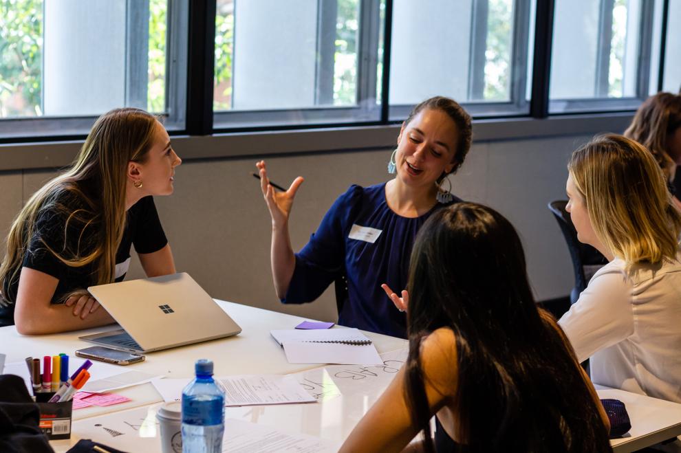 Students meeting their team & industry partner