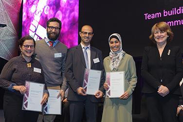 Jenna Price, Cale Bain, Dr Kais al-Momani, Mehal Kreyam and Professor Shirley Alexander.