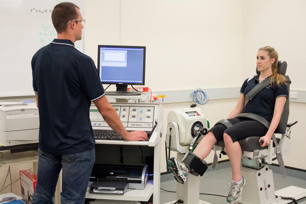 Using speciialist equipment to measure the strength and power of human joints