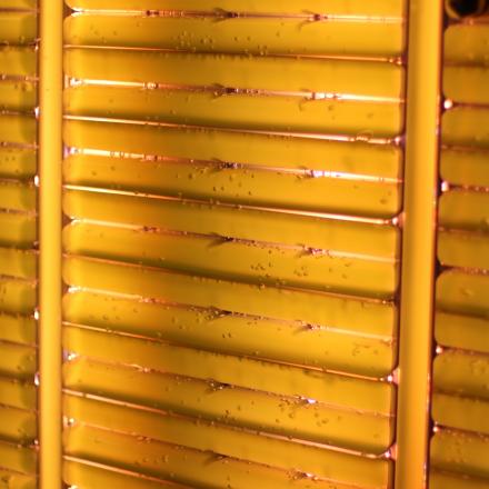 Yellow photobioreactor filled with microalgae