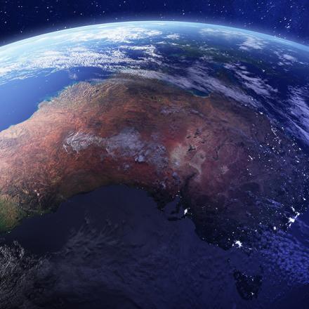 Australia from space at night with city lights (iStock)