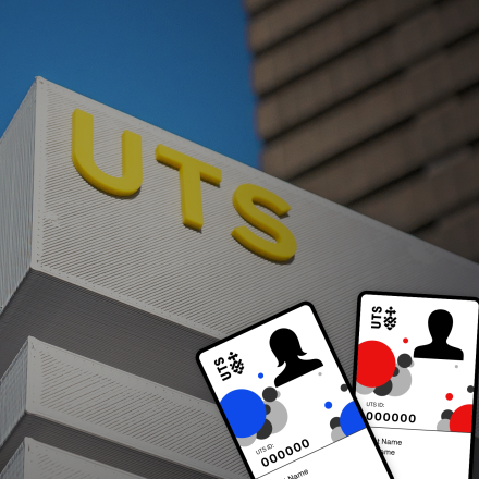 3D printed UTS Tower building with ID cards in front