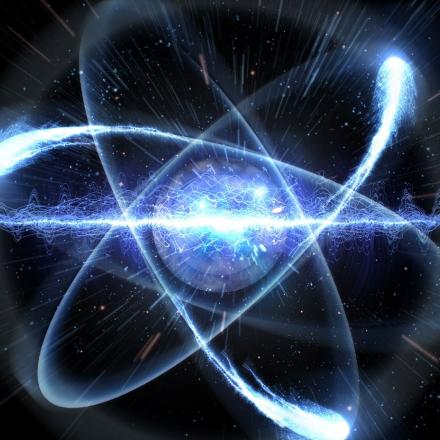 Blue atomic structure in space