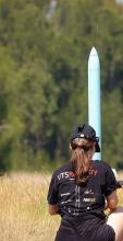 A UTS Rocketry team member prepares to launch a series of rockets
