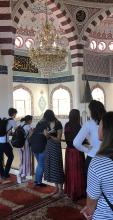 Students standing inside Gallipoli Mosque in Auburn, Sydney