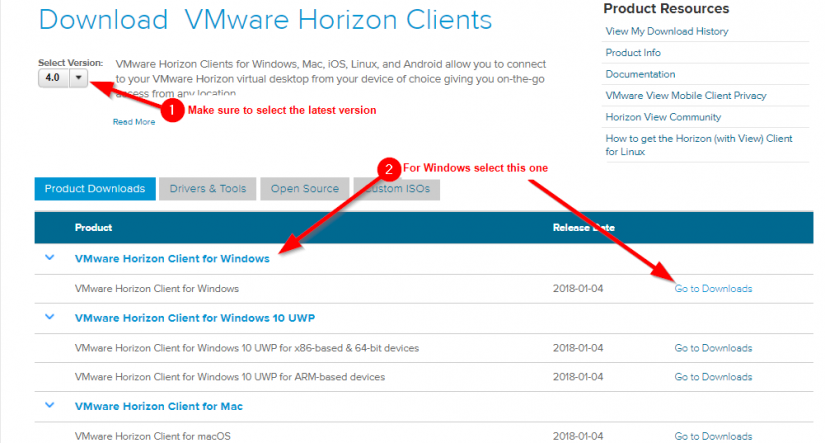 download vm horizon client