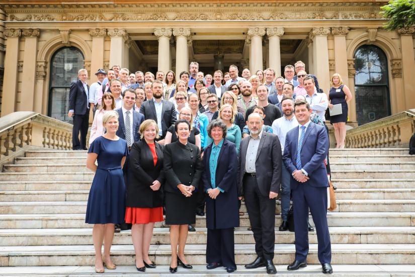 Attendees of the Water Sensitive Sydney Summit, including Prof Cynthia Mitchell and City of Sydney Lord Mayor Clover Moore.