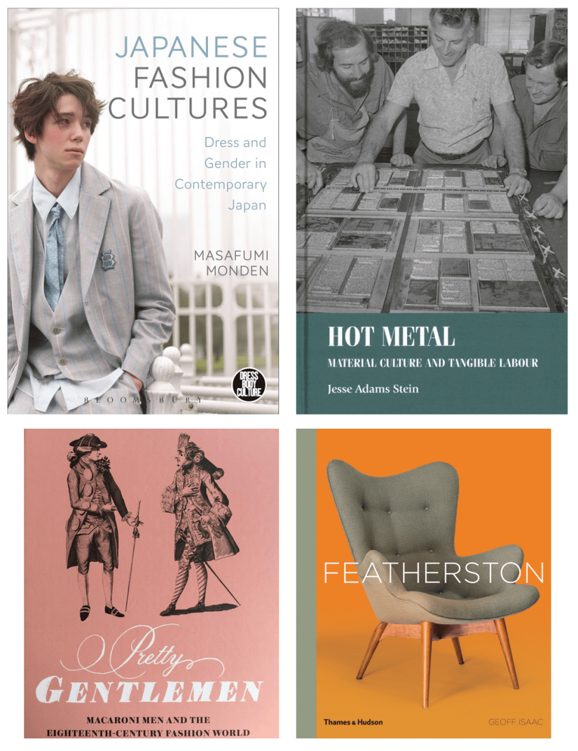Book cover collage - Fashion and industrial design book covers including Japanese fashion cultures, Pretty gentlemen, Featherstone and Hot Metal