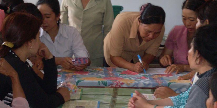 In an effort to ‘leave no one behind’, women from the Mekong receive a rebate on their toilet purchases through East Meets West Foundation, Viet Nam
