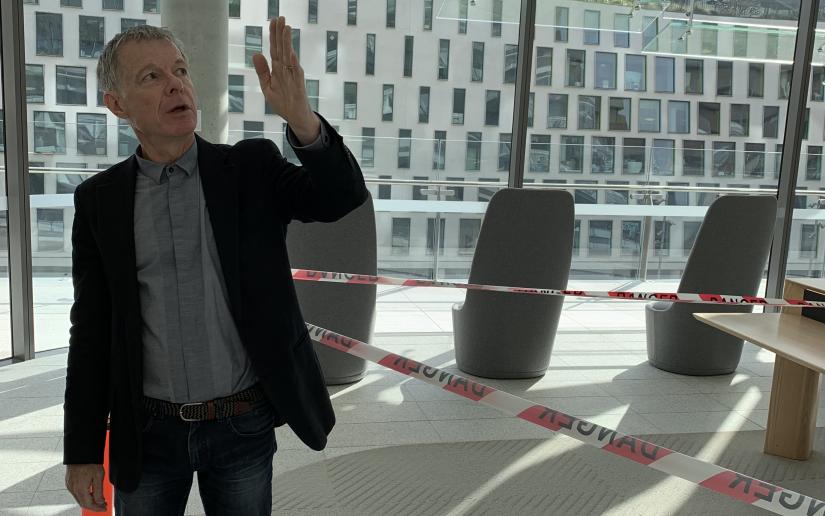 Richard Francis-Jones, design director of FJMT, gives a tour of the newly-constructed UTS Central.