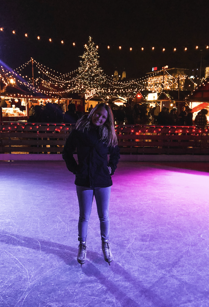 Kristen ice skating at night