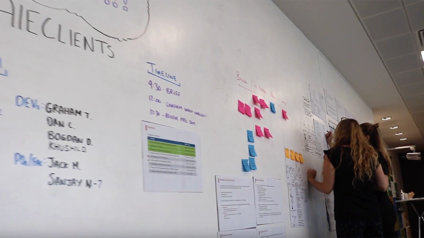 Using a whiteboard for UX project planning