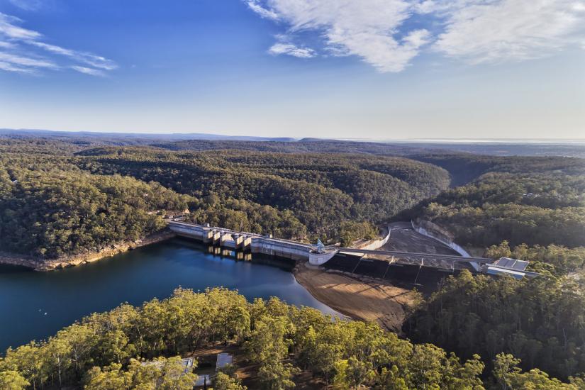 An aerial photograph of Warangamba Dam near Sydney