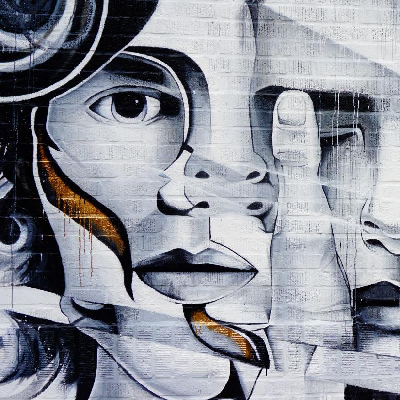 image of street art of a fragmented face