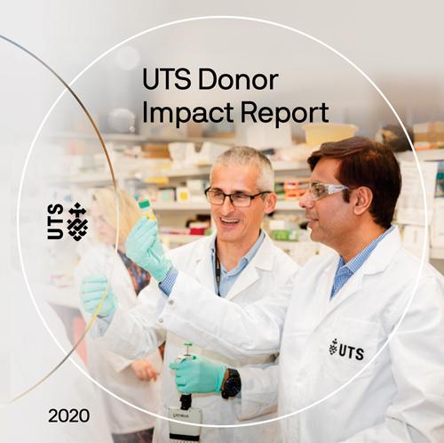 Two scientists on the cover of the US Donor Impact Report 2020