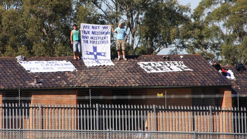 Asylum seekers on the roof of Villawood Immigration Detention Centre