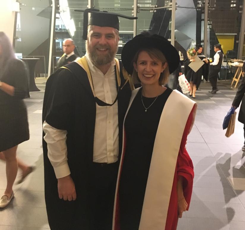 Elyse graduating with her PhD (pictured with David Carter, also a Senior Lecturer in Law at UTS).