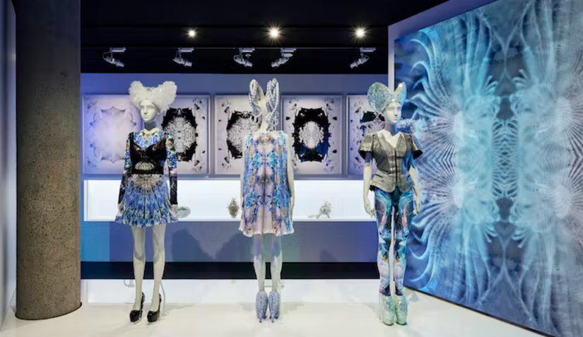 Installation view of Alexander McQueen: Mind, Mythos, Muse on display at NGV International