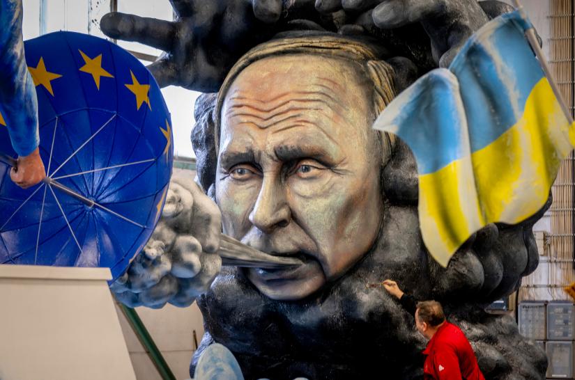 A carnival float depicting Vladimir Putin, Mainz, Germany, February 2023.  Michael Probst/AP