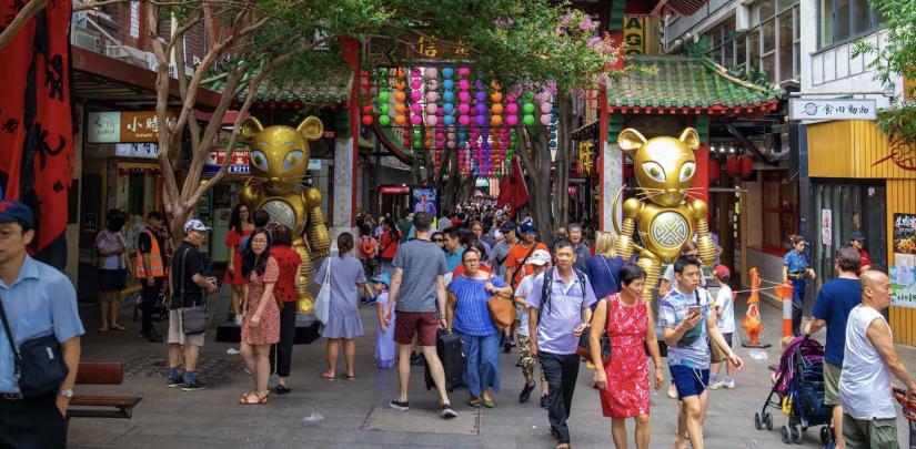 People gather in Sydney's Chinatown during Lunar New Year