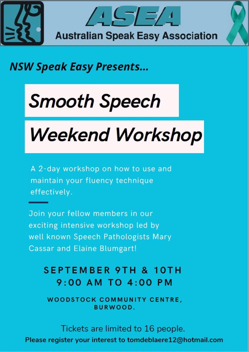 NSW Speak Easy Presents- Smooth Speech Weekend Workshop