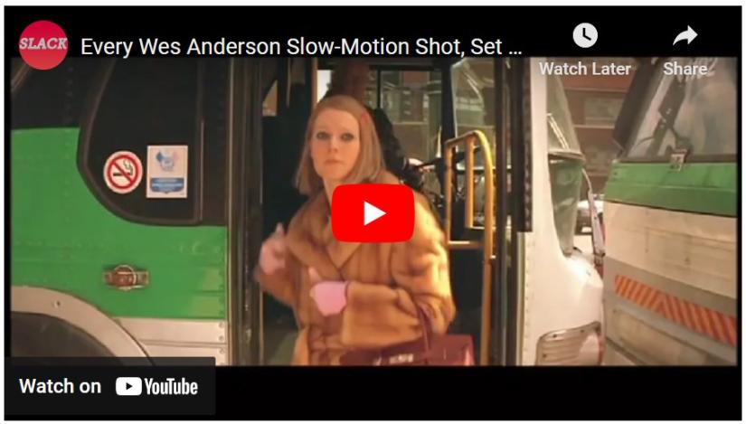 Screenshot of YouTube video compiling Wes Anderson's use of slow motion