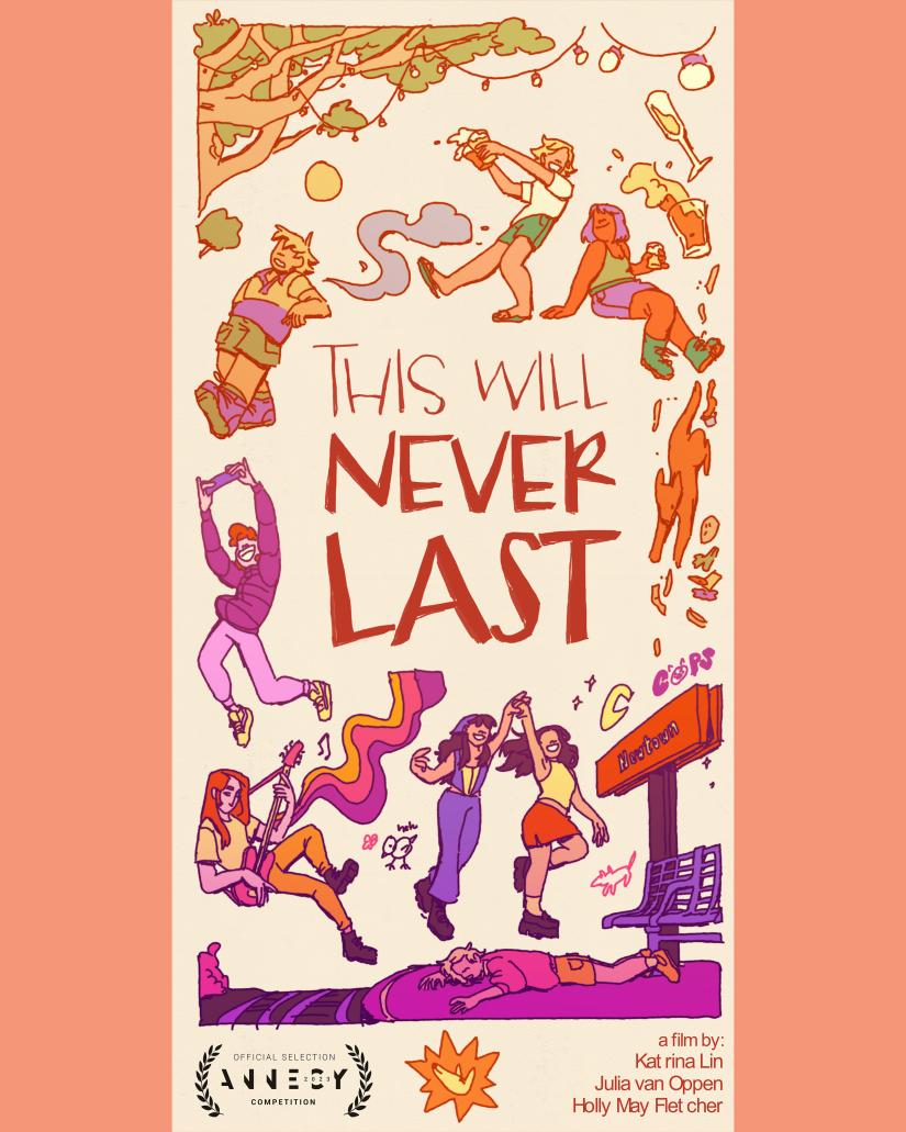 Poster for the film 'This Will Never Last', with a series of colourful animations