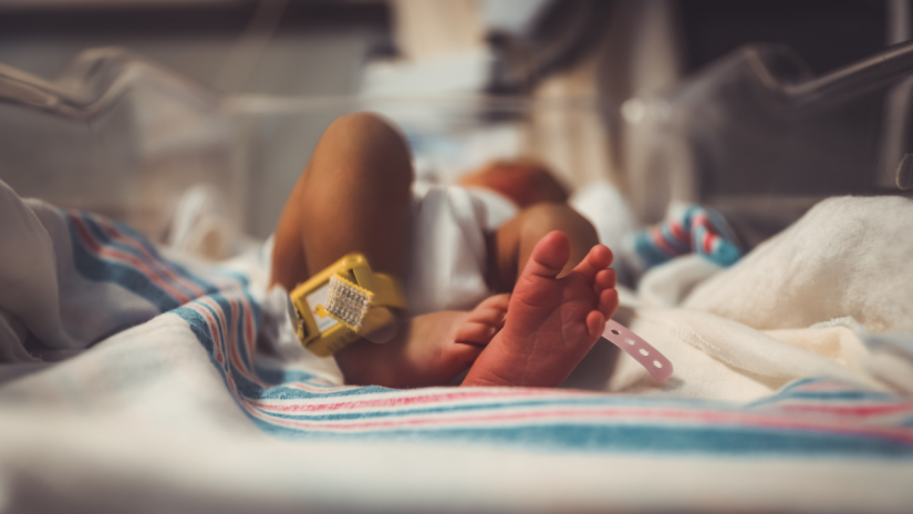 Photo of newborn baby in hospital