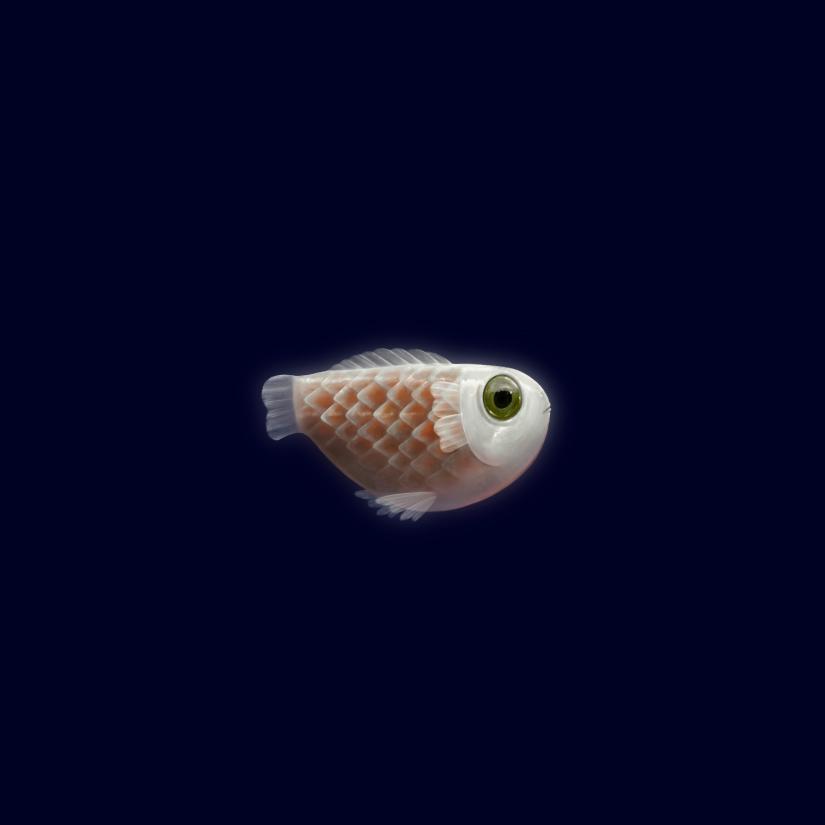 A fish in a dark shrouded background