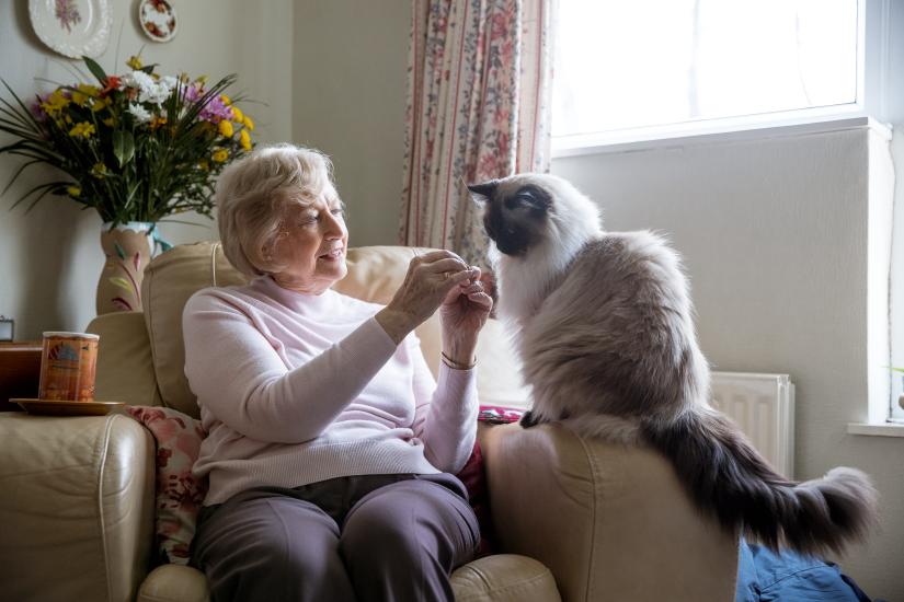 Old woman with her cat