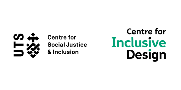 UTS Centre for Social Justice & Inclusion, and Centre for Inclusive Design logos.