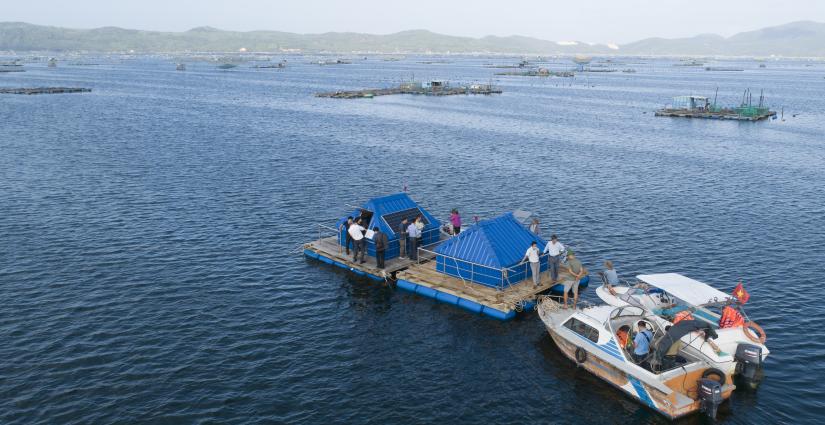 Photo of a water monitoring station in Xuan Dai Bay