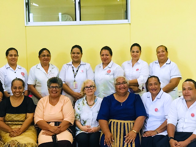 Prof Di Brown with staff and students at Tonga National University